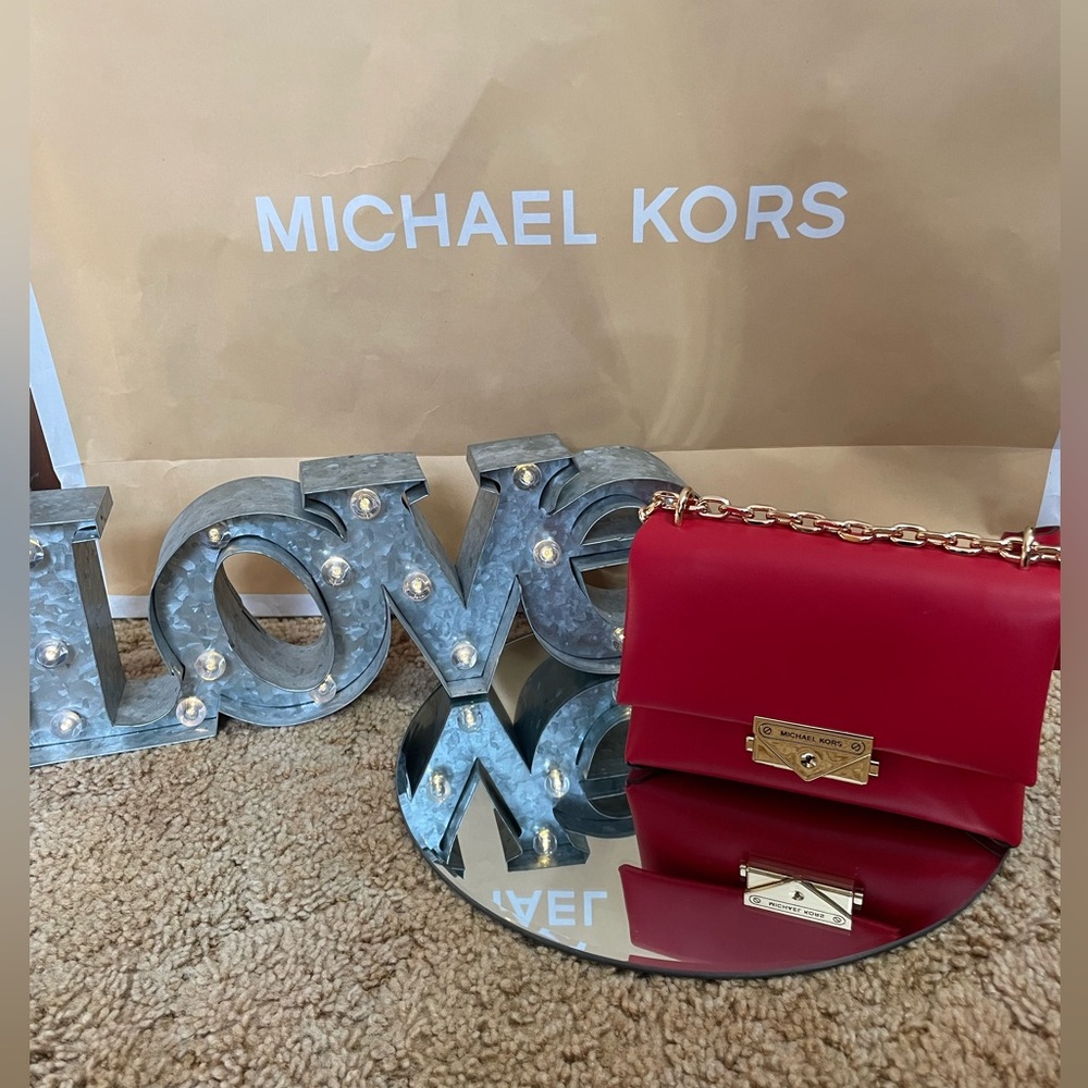NWT ($448) Michael Kors Red Crossbody or Shoulder Bag w/MK Dust Bag